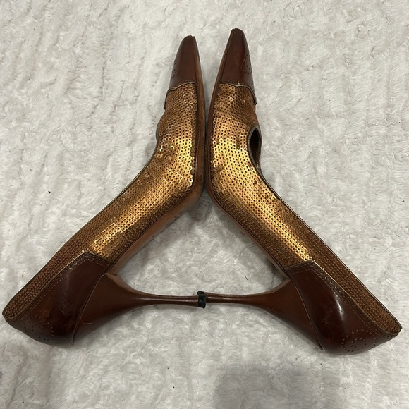 Prada sequin leather Brown and copper Women's Shoes size 36.5 stiletto pumps - Picture 7 of 11